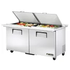 image of True TSSU-60-24M-B-DS-ST-HC 60" Mega Top Sandwich/Salad Prep Table w/ 2 Doors, 24 Pans