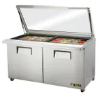 image of True TSSU-60-24M-B-ST-FGLID-HC 60" Mega Top Sandwich/Salad Prep Table w/ 2 Doors, 24 Pans