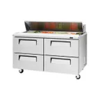 image of Turbo Air TST-60SD-D4-N 60" Two Section Sandwich / Salad Prep Table w/ 4 Drawers, 16 Pans