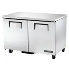 image of True TUC-48F-HC 48" 2-Section Undercounter Freezer w/ 2 Doors, Aluminum Interior