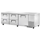 image of True TUC-93D-4-HC 93" 3-Section Undercounter Refrigerator w/ 1 Door & 4 Drawers