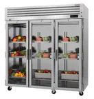 image of Turbo Air PRO-77R-G-N 78" 3-Section Reach-In Refrigerator w/ 3 Glass Doors, Top Mount, Stainless Steel, 76 cu. ft.