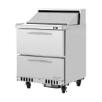 image of Turbo Air PST-28-D2-FB-N 27" One Section Sandwich / Salad Prep Table w/ 2 Drawers, 8 Pans