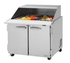 image of Turbo Air PST-36-15-N-SL 36" 2-Door Mega Top Sandwich and Salad Prep Table, 15 Pans, Stainless Steel
