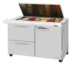image of Turbo Air PST-48-18-D2R(L)-N-FL 48" 1-Door & 2-Drawer Mega Top Sandwich Prep Table, 18 Pans, Stainless Steel