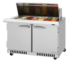 image of Turbo Air PST-48-18-FB-N 48" 2-Door Mega Top Sandwich and Salad Prep Table, 18 Pans, Stainless Steel