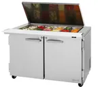 image of Turbo Air PST-48-18-N-FL 48" Mega Top Refrigerated  Sandwich Salad Prep Table w/ 2 Doors, 18 Pans
