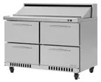 image of Turbo Air PST-48-D4-FB-N 48" Two Section Sandwich / Salad Prep Table w/ 4 Drawers, 12 Pans