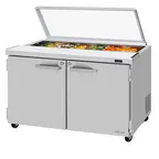 image of Turbo Air PST-48-N-GL 48" 2-Door Sandwich and Salad Prep Table, 12 Pans, Stainless Steel