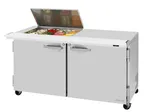 image of Turbo Air PST-60-12M-N-FL 60" 2-Door Mega Top Sandwich and Salad Prep Table, 12 Pans, Stainless Steel