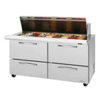 image of Turbo Air PST-60-24-D4-N 60" Mega Top Sandwich/Salad Prep Table w/ 4 Drawers, 24 Pans