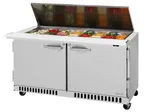 image of Turbo Air PST-60-24-FB-N-FL 60" 2-Door Mega Top Sandwich and Salad Prep Table, 24 Pans, Stainless Steel