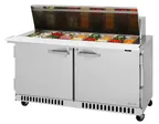 image of Turbo Air PST-60-24-FB-N 60" 2-Door Mega Top Sandwich and Salad Prep Table, 24 Pans, Stainless Steel