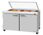 image of Turbo Air PST-60-N-GL 60" 2-Door Sandwich and Salad Prep Table, 16 Pans, Stainless Steel
