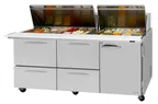 image of Turbo Air PST-72-30-D4R(L)-N 72" Mega Top Sandwich/Salad Prep Table w/ 4 Drawers, 30 Pans
