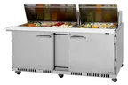 image of Turbo Air PST-72-30-FB-N 72" 2-Door Mega Top Sandwich and Salad Prep Table, 30 Pans, Stainless Steel