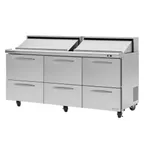 image of Turbo Air PST-72-D6-N 72" Three Section Sandwich / Salad Prep Table w/ 6 Drawers, 18 Pans
