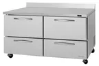 image of Turbo Air PWR-60-D4-N 60" 2-Section Worktop Refrigerator w/ 4 Drawers, 17.2 cu. ft.
