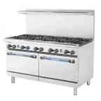 image of Turbo Air TAR-10 60" Gas Restaurant Range w/ (10) Open Burners, (2) Standard Ovens, 390.000 BTU