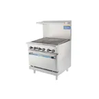 image of Turbo Air TAR-36RB-LP 36" LP Gas Restaurant Range w/ 36" Full Radiant Charbroiler, (1) Standard Oven, 122.000 BTU