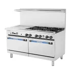 image of Turbo Air TARG-24G2B 36" Gas Restaurant Range w/ (2) Open Burners, 24" Griddle Left, (1) Standard Oven, 136.000 BTU