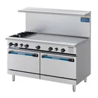 image of Turbo Air TARG-2B48G 60" Gas Restaurant Range w/ (2) Open Burners, 48" Griddle Right, (1) Standard Oven, 215.000 BTU 