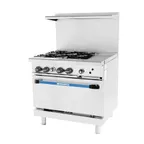 image of Turbo Air TARG-4B12G 36" Gas Restaurant Range w/ (4) Open Burners, 12" Griddle, (1) Standard Oven, 185.000 BTU 