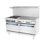 image of Turbo Air TARG-4B36G 60" Gas Restaurant Range w/ (4) Open Burners, 36" Griddle Right, (2) Standard Oven, 257.000 BTU 