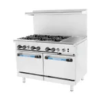 image of Turbo Air TARG-6B12G 48" Gas Restaurant Range w/ (6) Open Burners, 12" Griddle Right, (2) Standard Oven, 284.000 BTU 