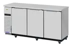 image of Turbo Air TBB-24-72SSD-N6 Refrigerated Back Bar Cabinet w/ 20.62 Cu Ft, 3 Solid Doors, Side Mount