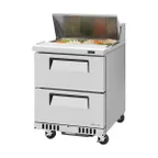 image of Turbo Air TST-28SD-D2-FB-N 27" One Section Sandwich / Salad Prep Table w/ 2 Drawers, 8 Pans