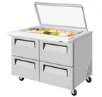 image of Turbo Air TST-48SD-18-D4-N-GL 48" 4-Drawer Mega Top Sandwich and Salad Prep Table, 18 Pans, Stainless Steel