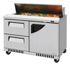 image of Turbo Air TST-48SD-D2R(L)-FB-N 48" 1-Door & 2-Drawer Sandwich and Salad Prep Table, 12 Pans, Stainless Steel