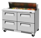 image of Turbo Air TST-48SD-D4-FB-N 48" 4-Drawer Sandwich and Salad Prep Table, 12 Pans, Stainless Steel