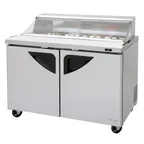 image of Turbo Air TST-48SD-N-CL 2 48" Two Section Sandwich / Salad Prep Table w/ 2 Doors, 12 Pans