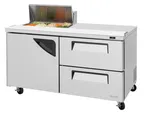 image of Turbo Air TST-60SD-08S-D2-N 60" 1-Door & 2-Drawer Sandwich and Salad Prep Table, 8 Pans, 19 cu. ft., Stainless Steel