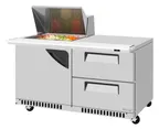 image of Turbo Air TST-60SD-12M-D2R(L)-FB-N(-LW) 60" 2-Section Mega Top Sandwich Prep Table w/ 2 Drawers, 12 Pans, Stainless Steel