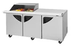 image of Turbo Air TST-72SD-15M-N-SL(-LW) 72" 3-Door Mega Top Sandwich/Salad Prep Table, 15 Pans, Stainless Steel