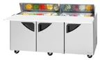 image of Turbo Air TST-72SD-18-N 72" 3-Door Sandwich and Salad Prep Table, 18 Pans, Stainless Steel