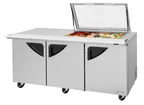 image of Turbo Air TST-72SD-18M-N-GL(-LW) 72" 3-Door Mega Top Sandwich and Salad Prep Table, 18 Pans, Stainless Steel
