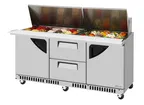 image of Turbo Air TST-72SD-30-D2LR-FB-N 72" Mega Top Sandwich and Salad Prep Table w/ 2 Doors & 2 Drawers, 30 Pans, Stainless Steel