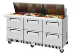 image of Turbo Air TST-72SD-30-D6-FB-N 72" Mega Top Sandwich/Salad Prep Table w/ 6 Drawers, 30 Pans