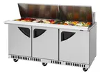 image of Turbo Air TST-72SD-30-FB-N 72" 3-Door Mega Top Sandwich and Salad Prep Table, 30 Pans, Stainless Steel