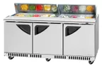 image of Turbo Air TST-72SD-FB-N 72" 3-Door Sandwich and Salad Prep Table, 18 Pans, Stainless Steel
