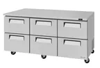 image of Turbo Air TUR-72SD-D6-N 72" 6-Drawer Undercounter Refrigerator, Stainless Steel, Front-Breathing, 18.8 cu. ft.