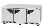 image of Turbo Air TUR-72SD-FB-N 72" 3-Section Undercounter Refrigerator w/ 3 Doors, 17.6 cu. ft.