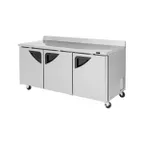 image of Turbo Air TWR-72SD-N 72" 3-Section Worktop Refrigerator w/ 3 Doors, 19 cu. ft.