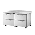 image of True TWT-60D-4-HC~SPEC3 60" 2-Section Worktop Refrigerator w/ 4 Drawers, Stainless Steel