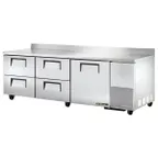 image of True TWT-93D-4-HC 93" 3-Section Worktop Refrigerator w/ 4 Drawers & 1 Door