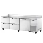 image of True TWT-93D-4-HC~SPEC3 93" 3-Section Worktop Refrigerator w/ 4 Drawers & 1 Door